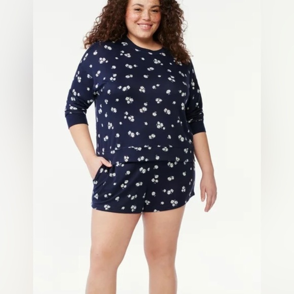 Joyspun Other - New!navy&white Daisy's Long Sleeve Top Shorts Pajama/Loungewear WM SZ XL 16-18